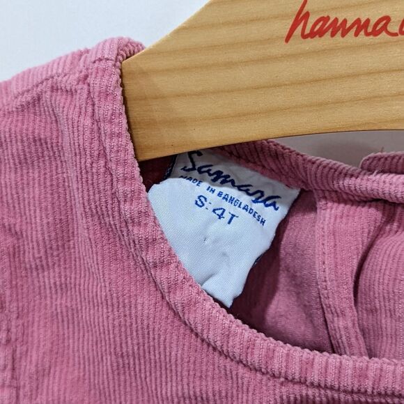 Samara Vtg Vintage 90s Dusty Rose Pink Flowers Butterfly Jumper Dress Girls 4T - Picture 4 of 6